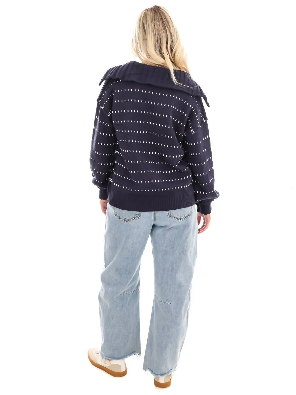 Raising The Bar V-Neck Sweater In Navy/combo