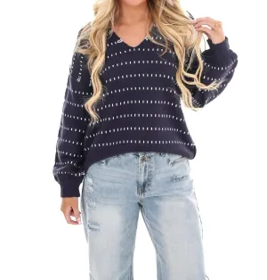 Raising The Bar V-Neck Sweater In Navy/combo