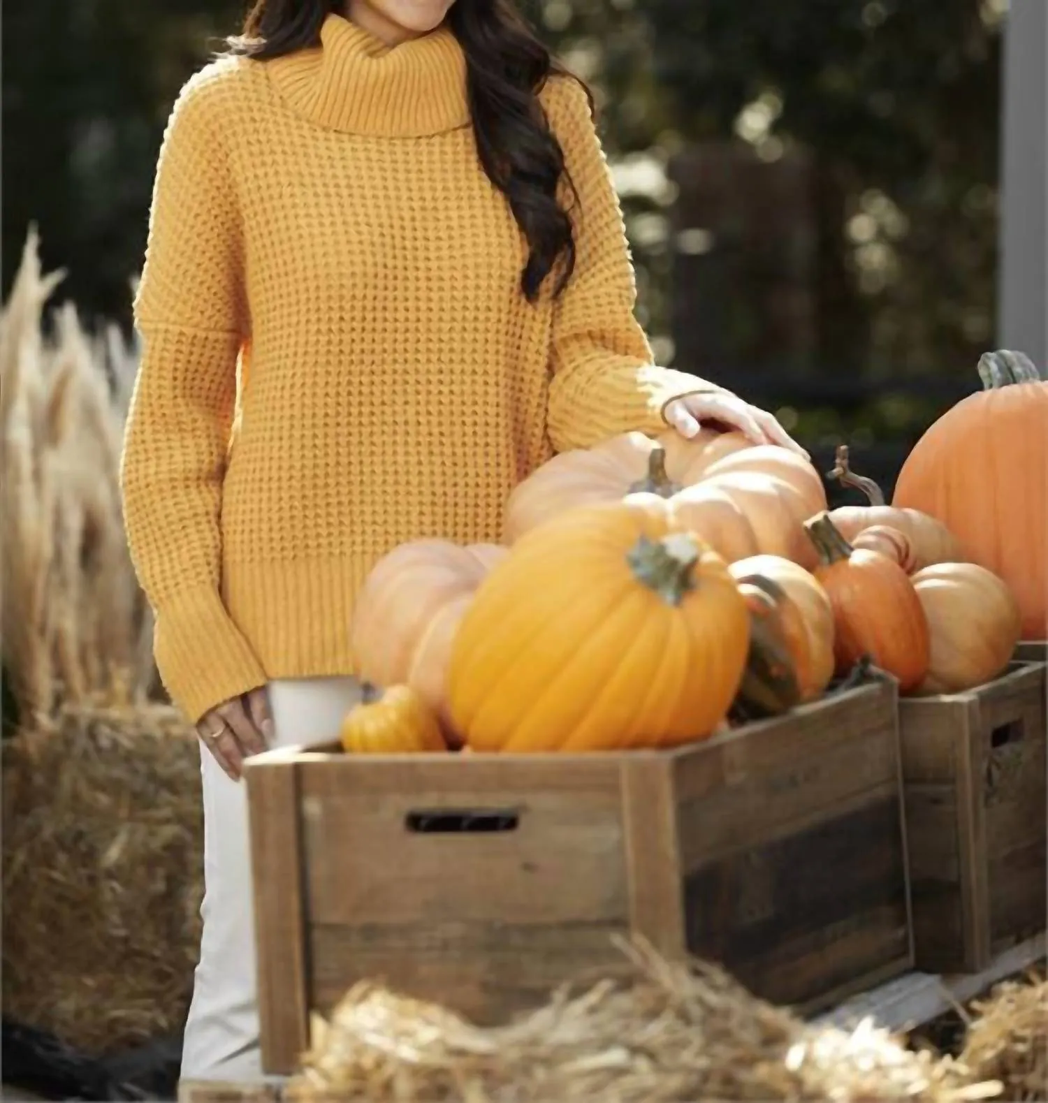 Randi Waffle Knit Sweater In Orange