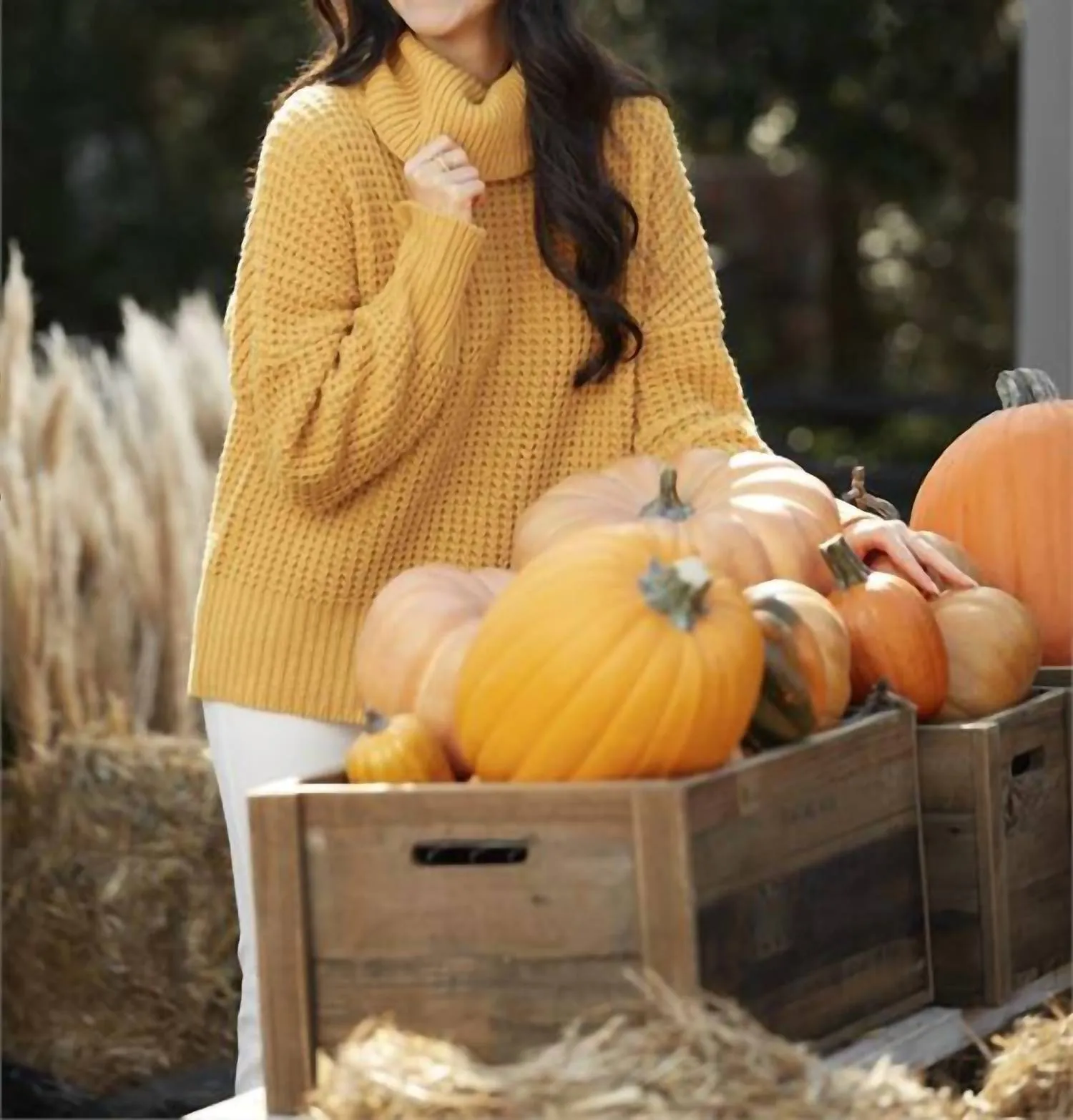 Randi Waffle Knit Sweater In Orange