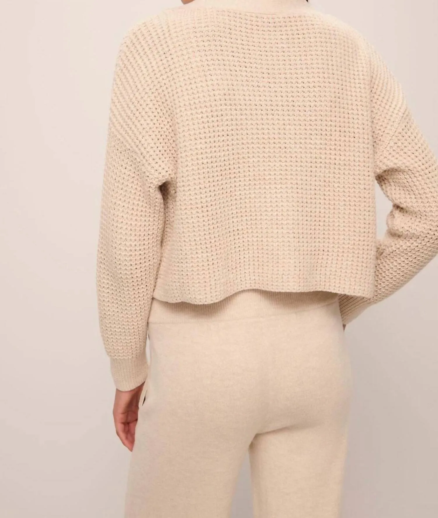 Recycled Cropped Cardigan In Oat