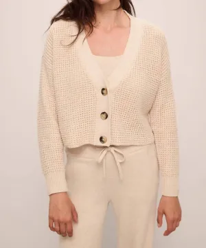 Recycled Cropped Cardigan In Oat