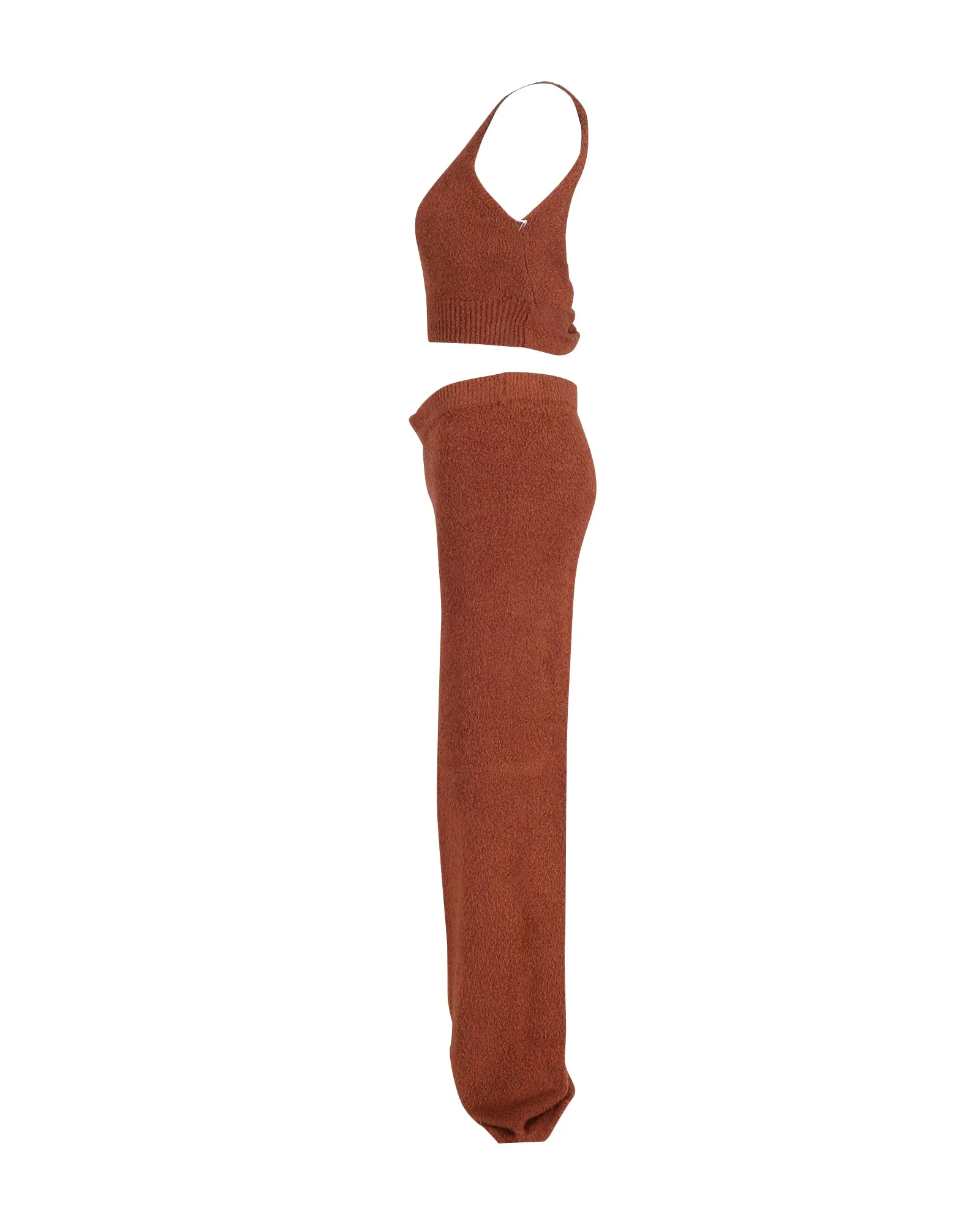 Reformation   Net Sustain Isle Boucl Cropped Top And Wide-Leg Pants Set in Brown Organic Cotton