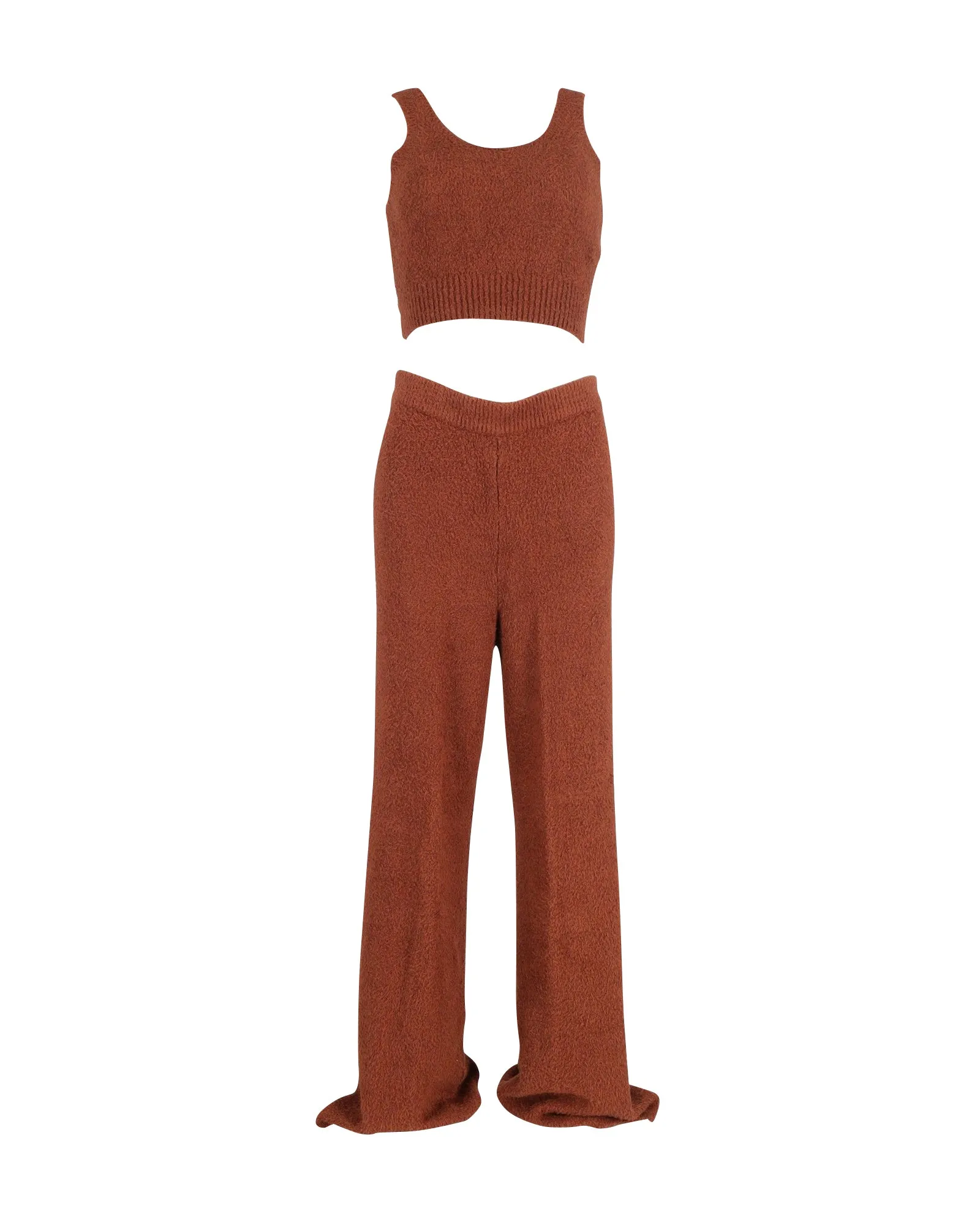 Reformation   Net Sustain Isle Boucl Cropped Top And Wide-Leg Pants Set in Brown Organic Cotton
