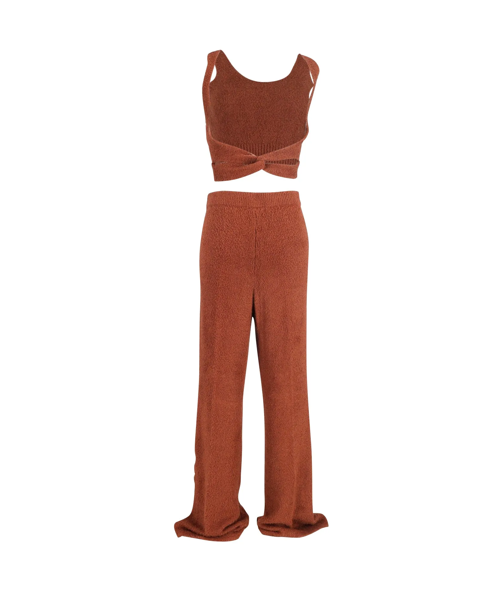 Reformation   Net Sustain Isle Boucl Cropped Top And Wide-Leg Pants Set in Brown Organic Cotton