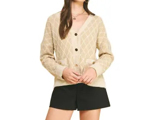 Rhea Diamond Cardigan In Brown