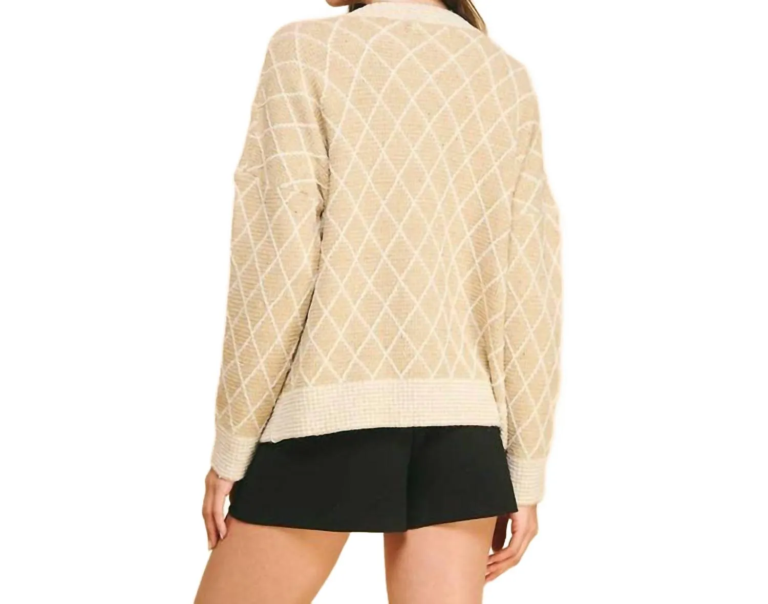 Rhea Diamond Cardigan In Brown