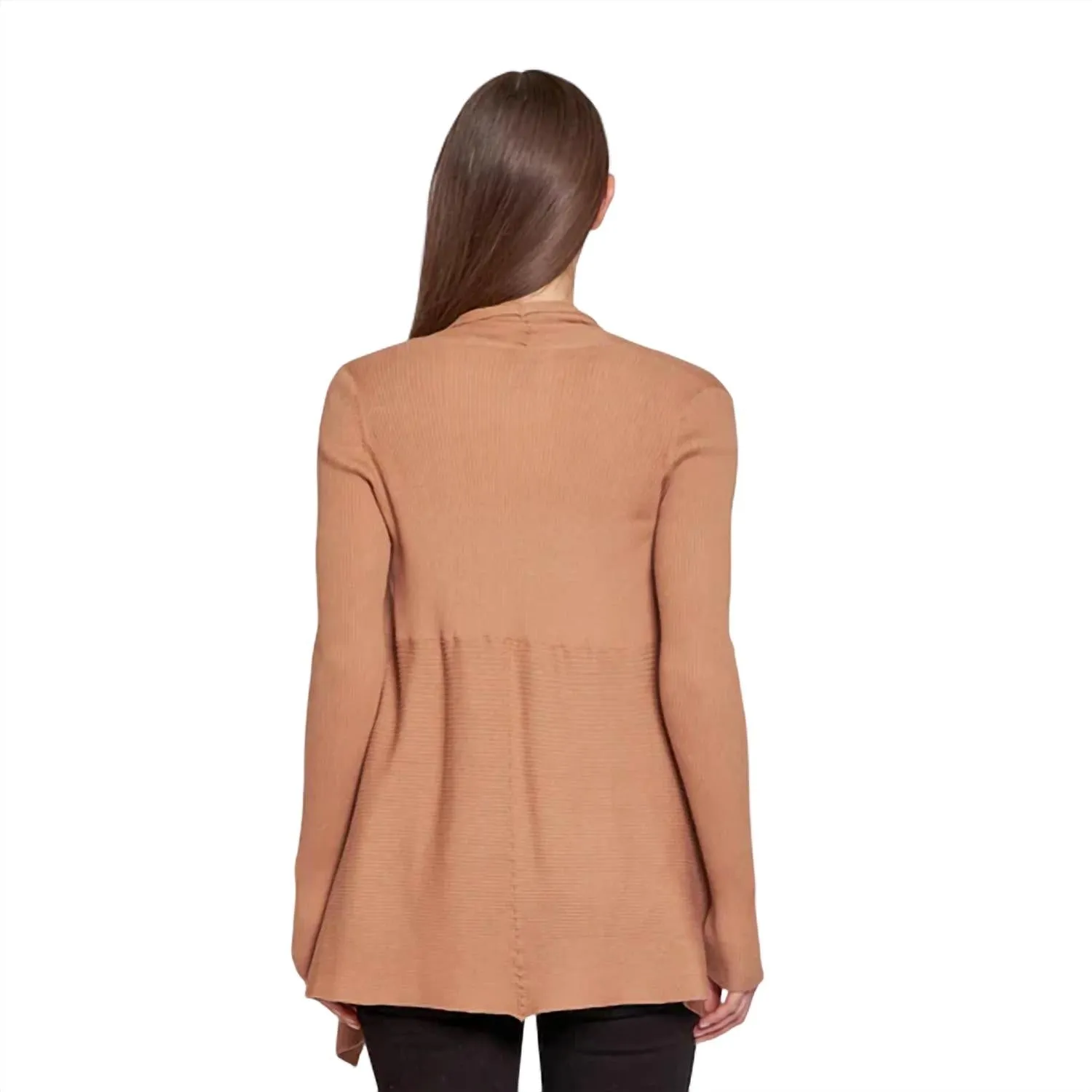 Rib Drape Cardigan In Wicker