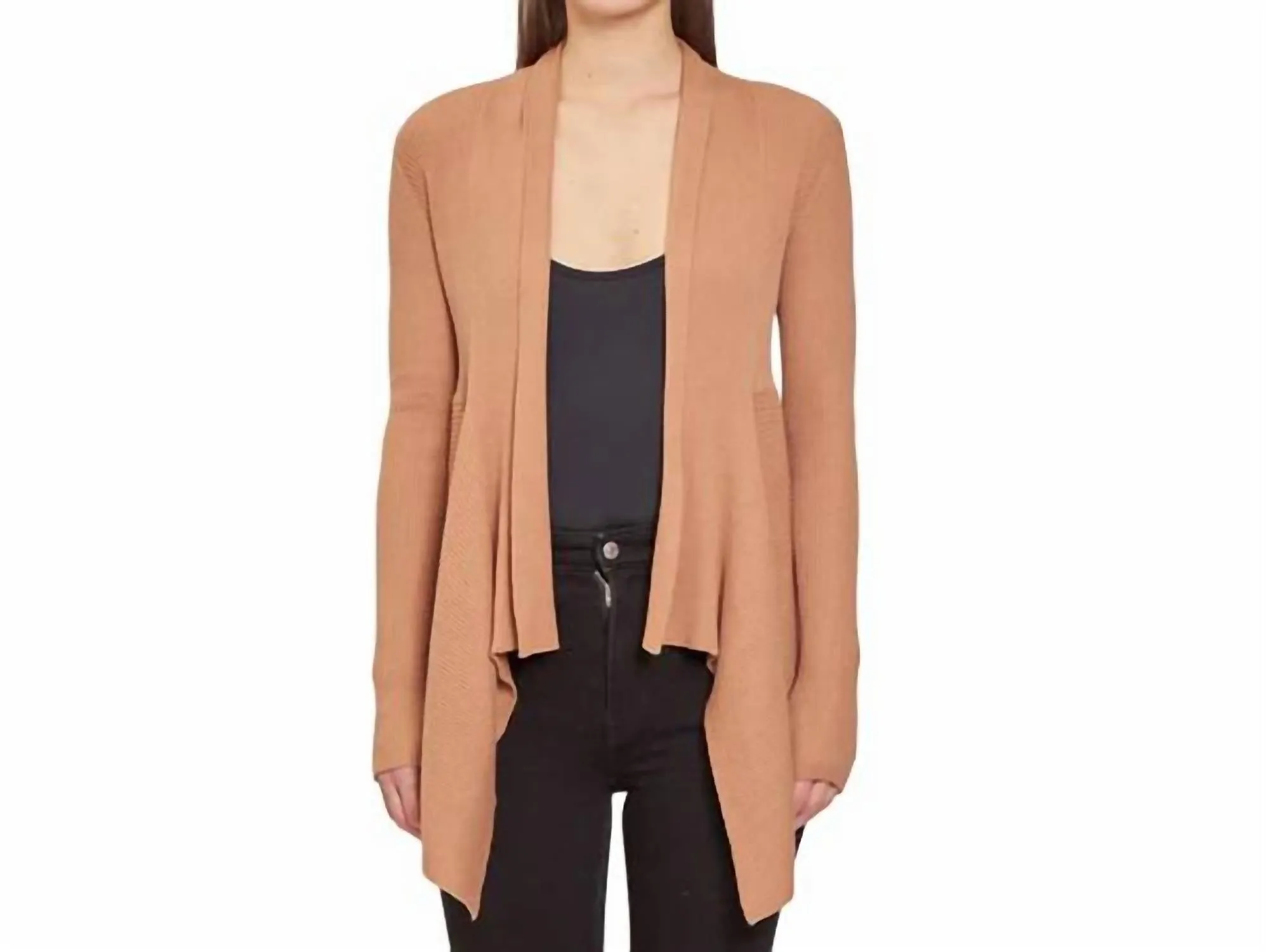 Rib Drape Cardigan In Wicker