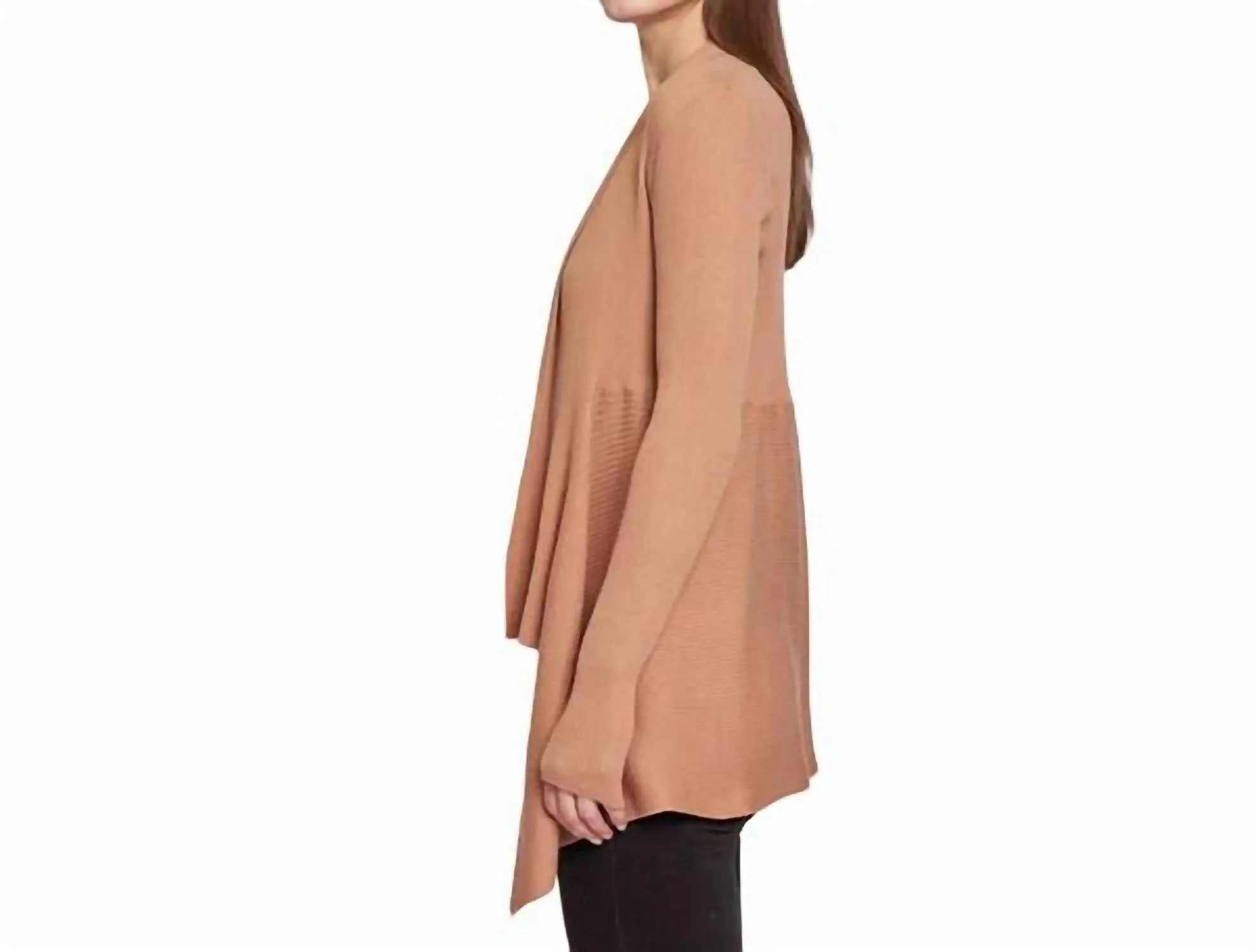 Rib Drape Cardigan In Wicker