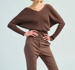 Ribbed Blouson Sweater In Wood Metallic