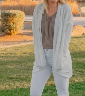 Ribbed Cardigan In Off White