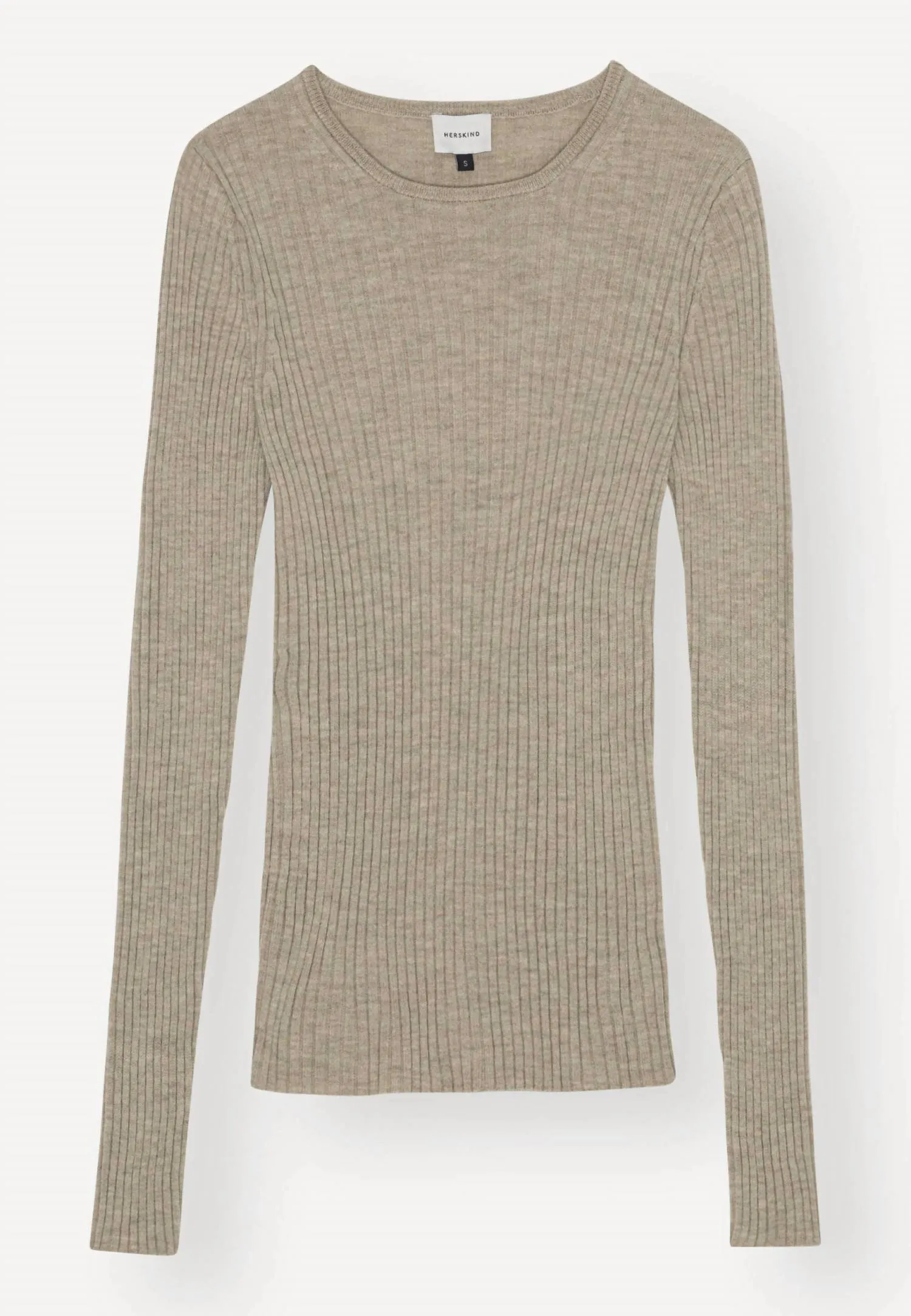 Ribbed Slim Crew Sweater In Champagne