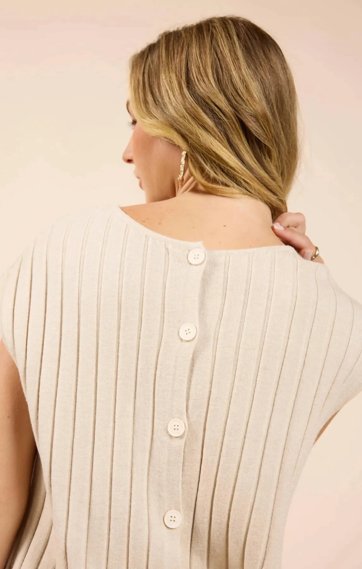 Rider Ribbed Crew Neck Sweater In Beige