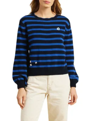 Ryann Sweater In Navy/blue Stripe