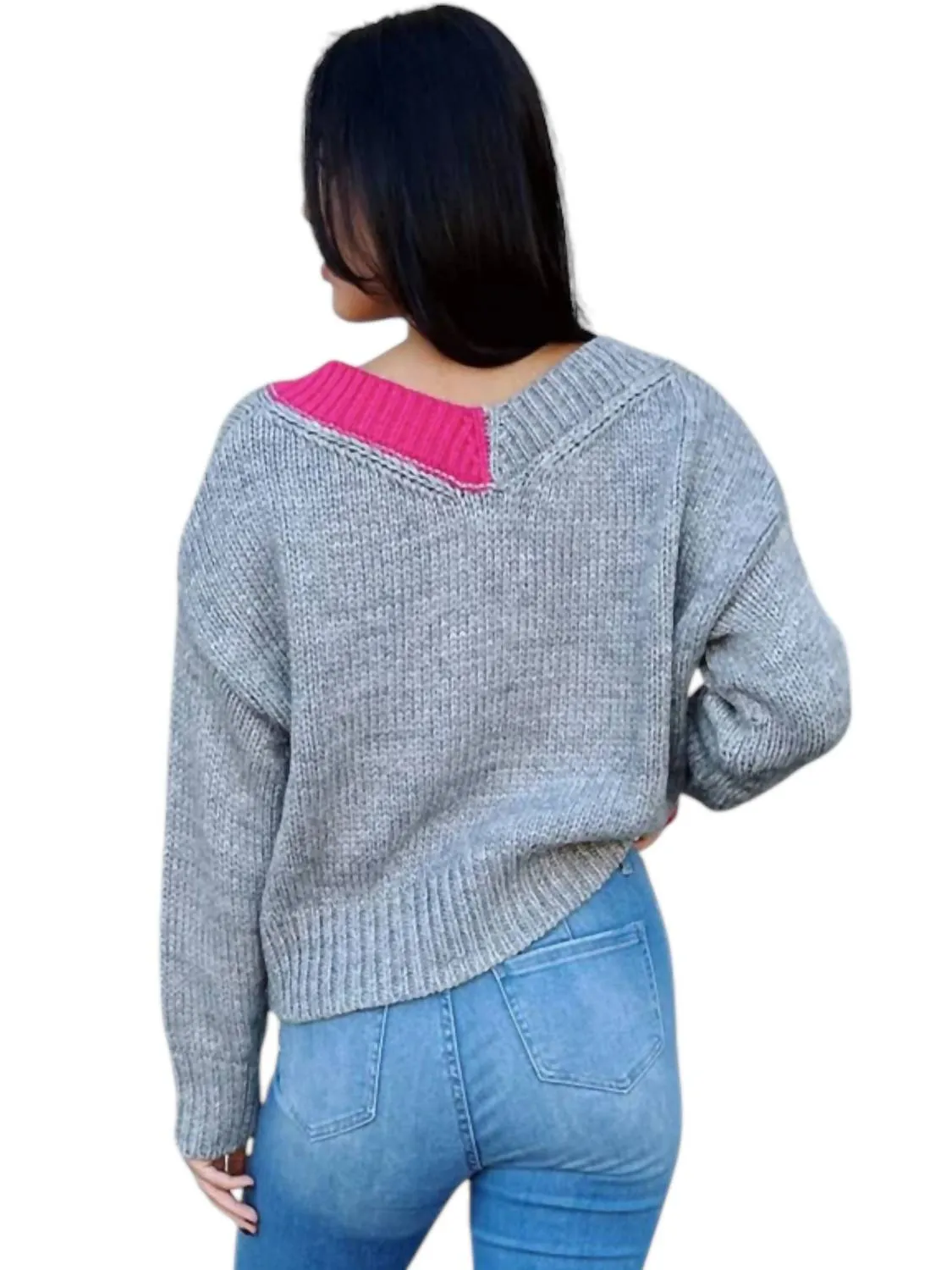 Ryleigh Sweater In Grey/pink