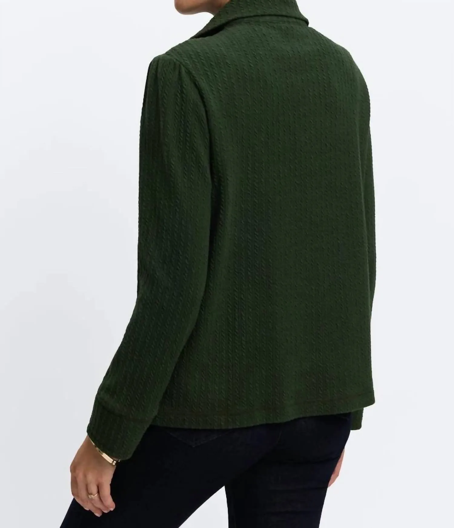 Sammy Cable Knit Long Sleeve Popover In Dark Green