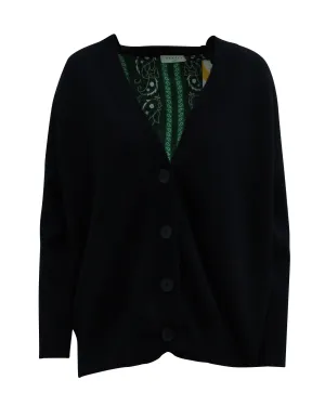 Sandro Paris Cardigan in Navy Blue Viscose