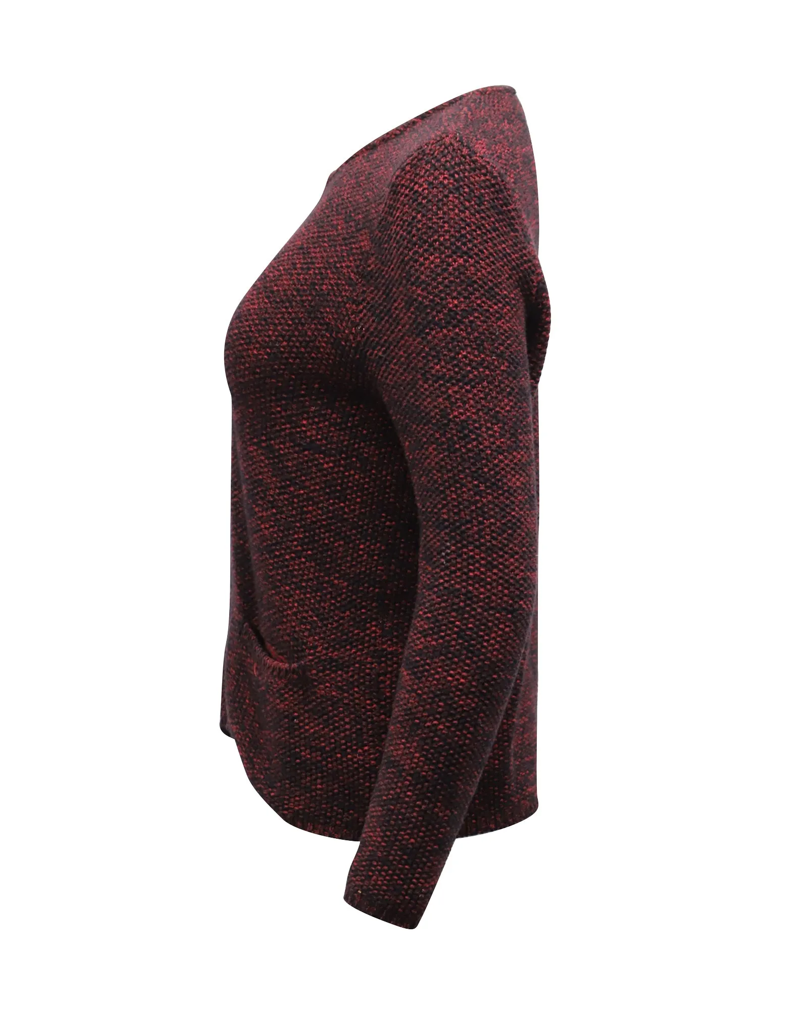 Sandro Zippered Crew Neck Sweater in Red Cotton