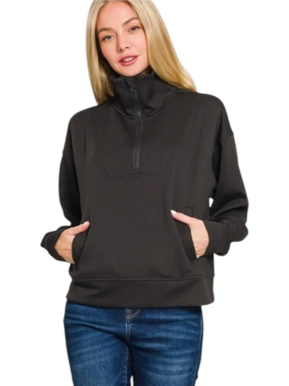 Scuba Half Zip Pullover Sweater In Black