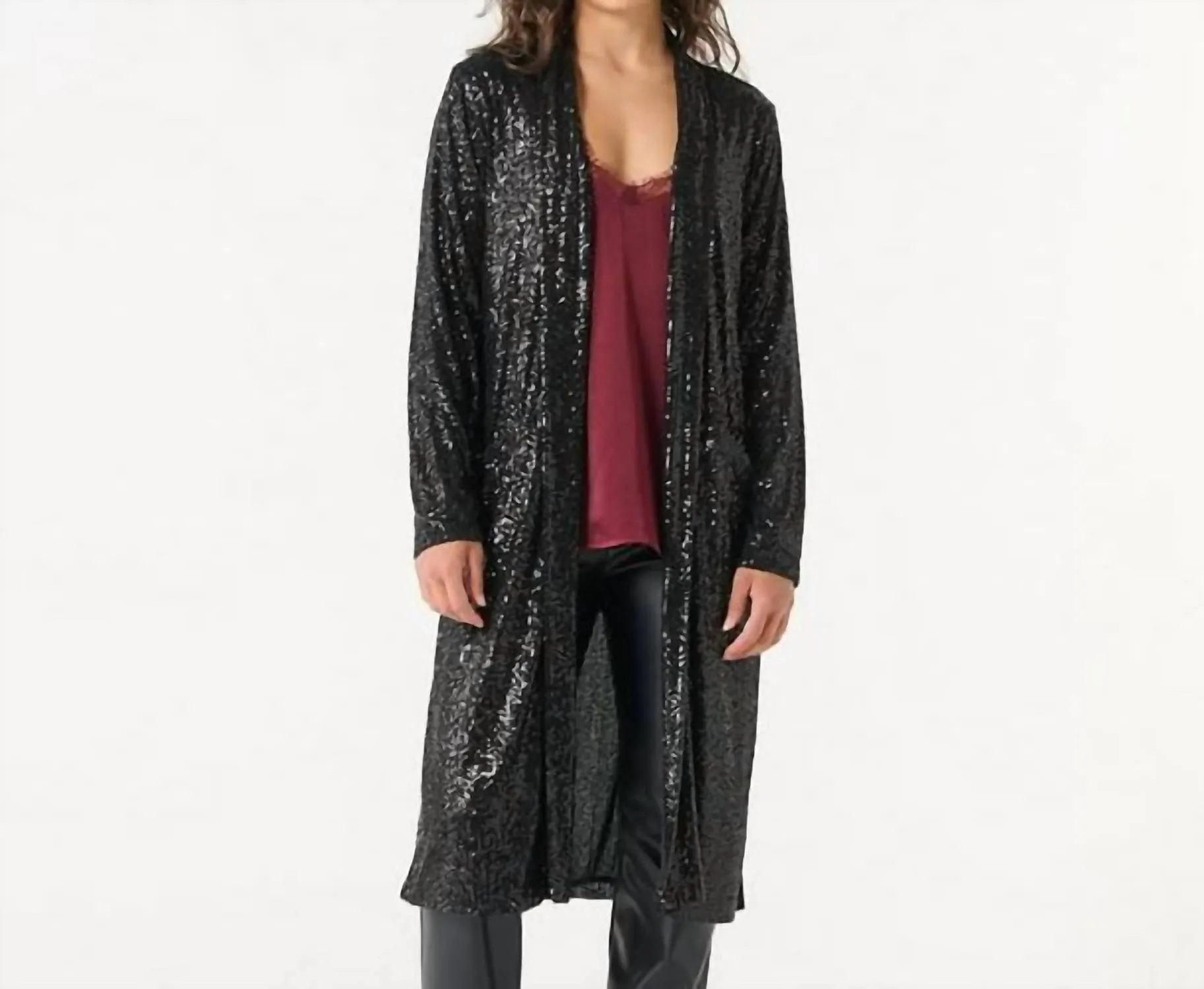 Sequin Duster In Black