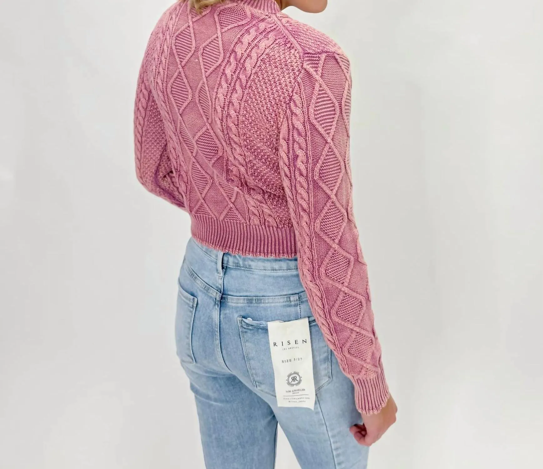 Shannon Cropped Sweater In Rose