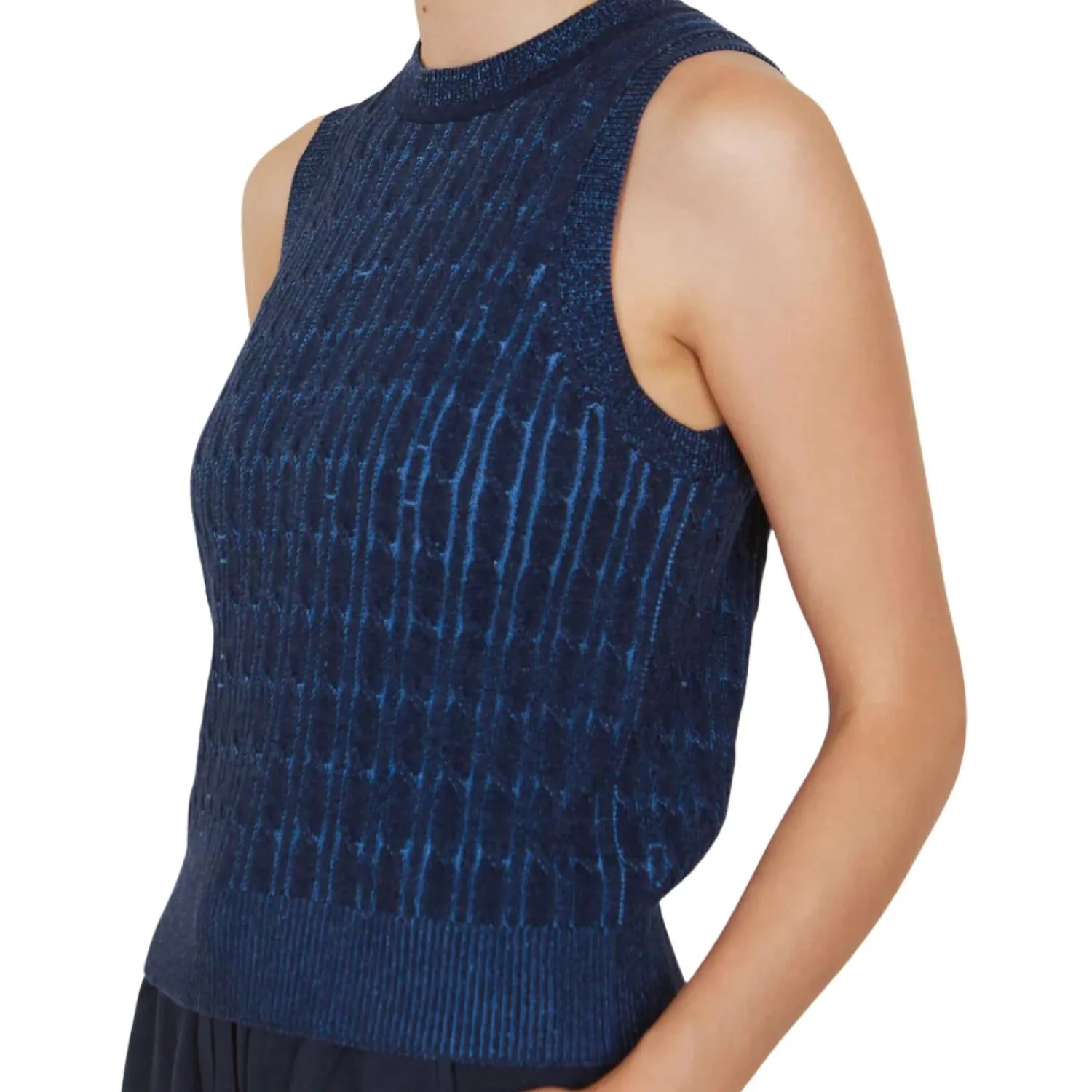 Skylar Cable Vest In Navy/cornflower