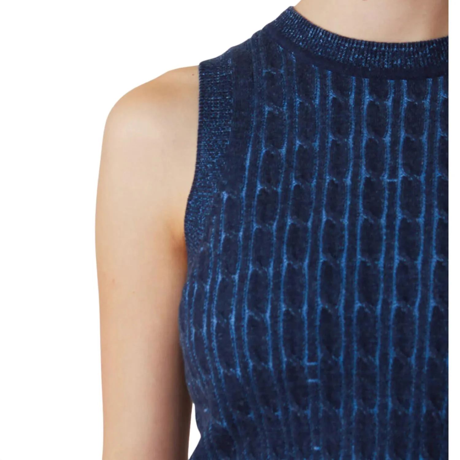 Skylar Cable Vest In Navy/cornflower
