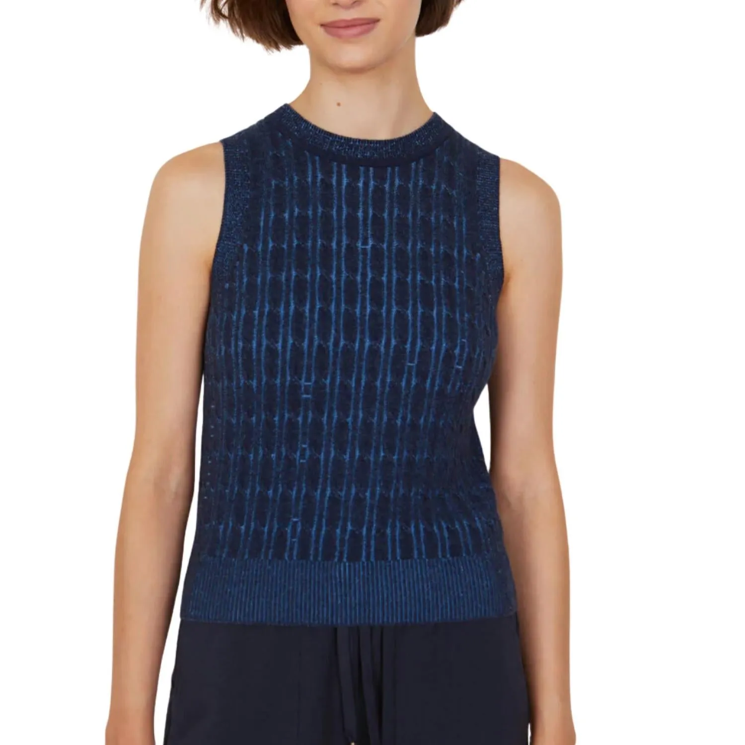 Skylar Cable Vest In Navy/cornflower