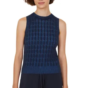 Skylar Cable Vest In Navy/cornflower