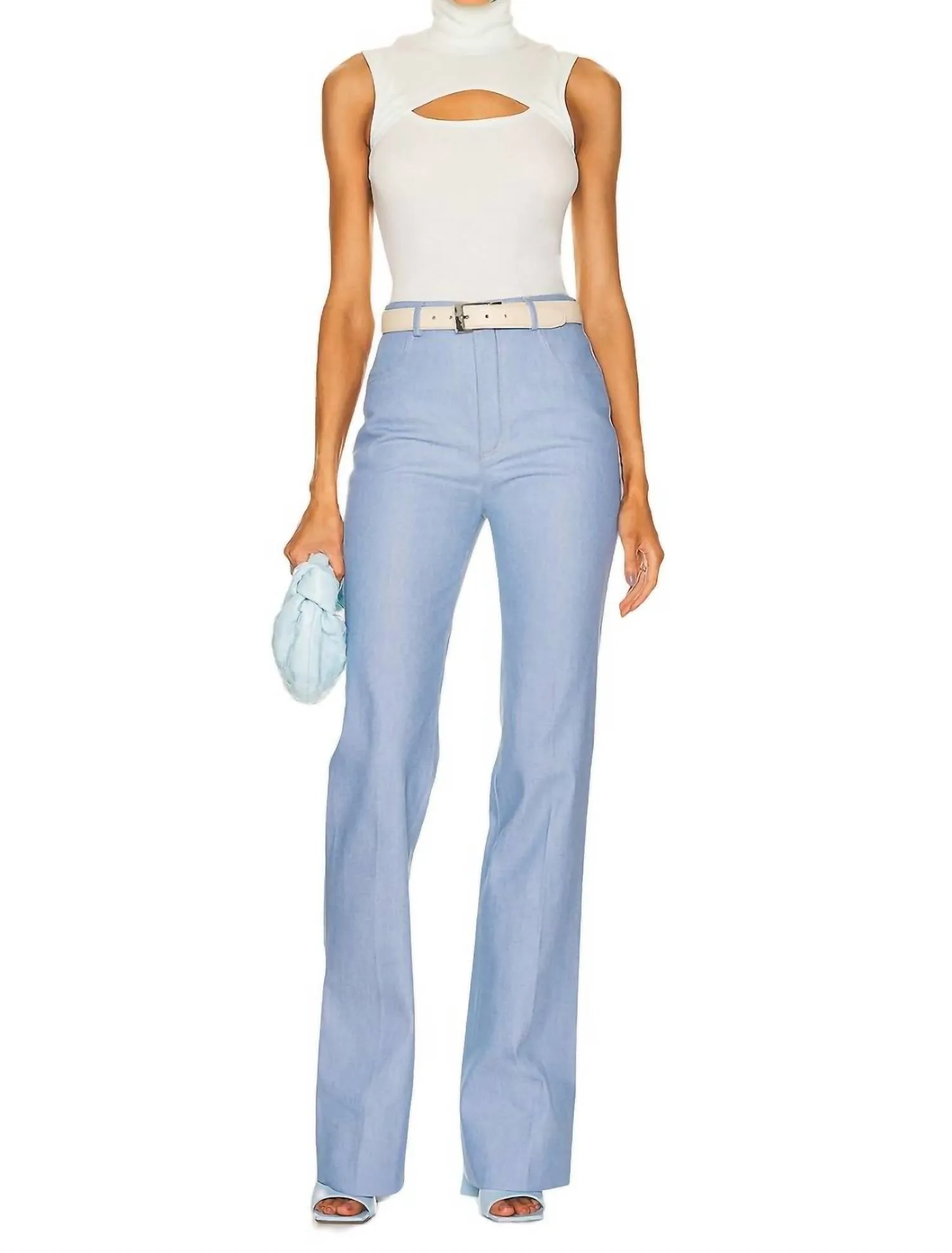 Sleevless Cutout Turtleneck Top In Mint
