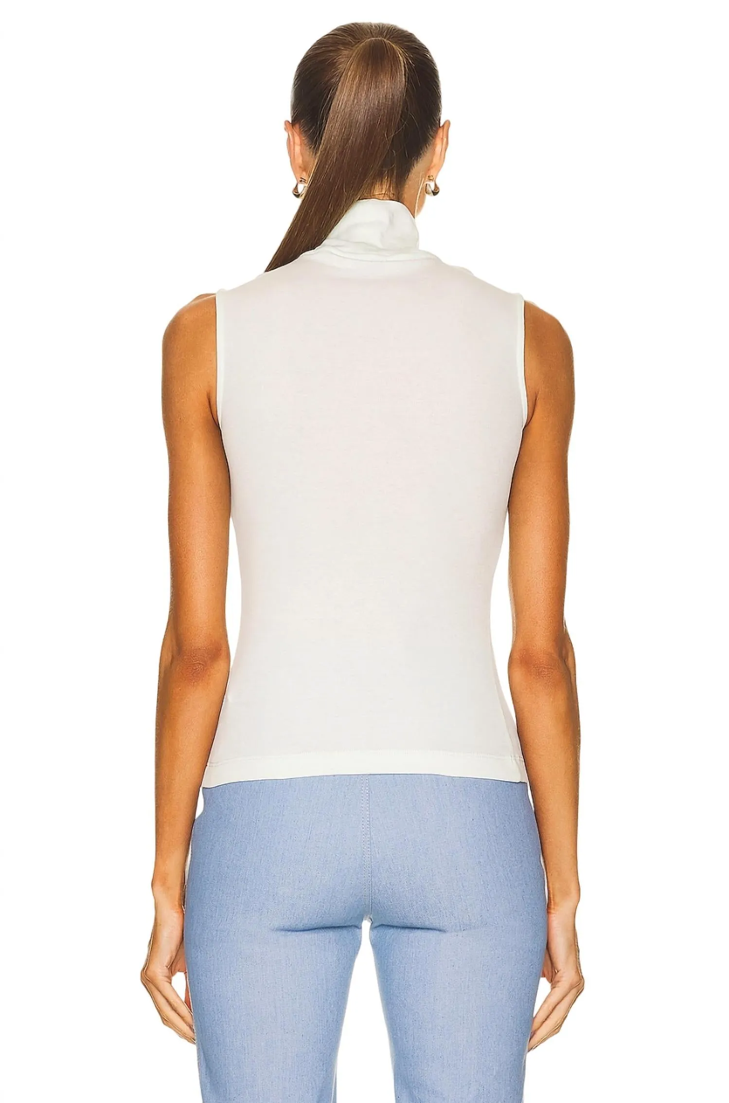 Sleevless Cutout Turtleneck Top In Mint