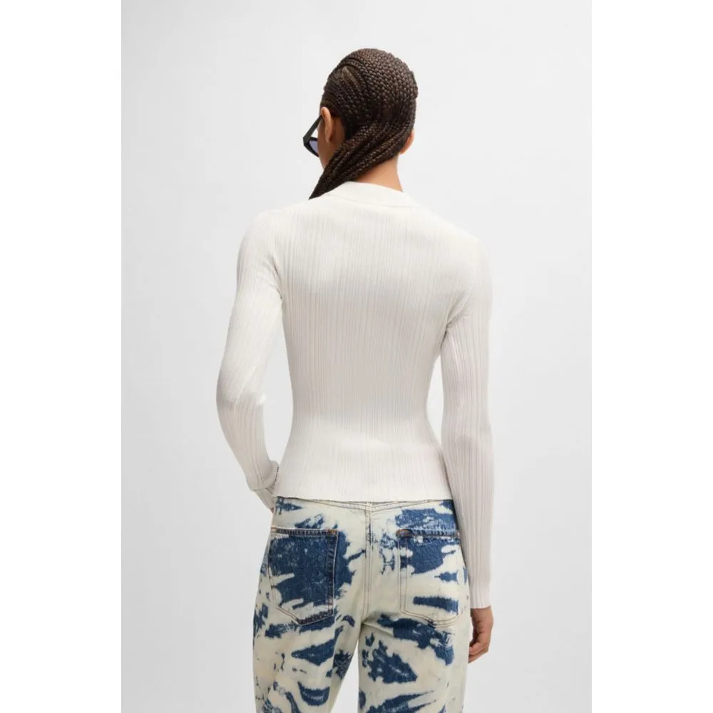 Slim-fit sweater with irregular ribbed structure