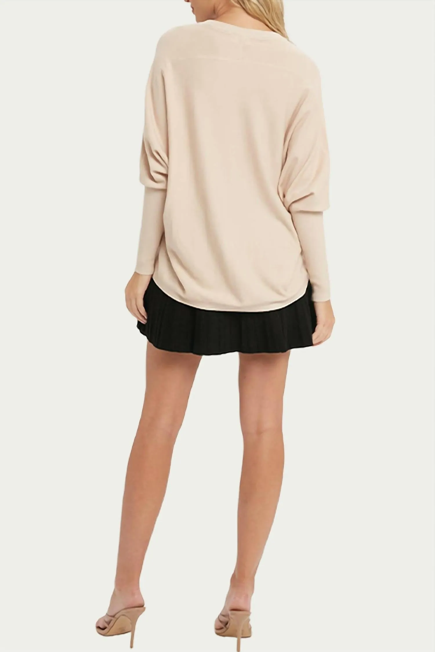 Slouchy Dolman Crewneck Pullover In Shell