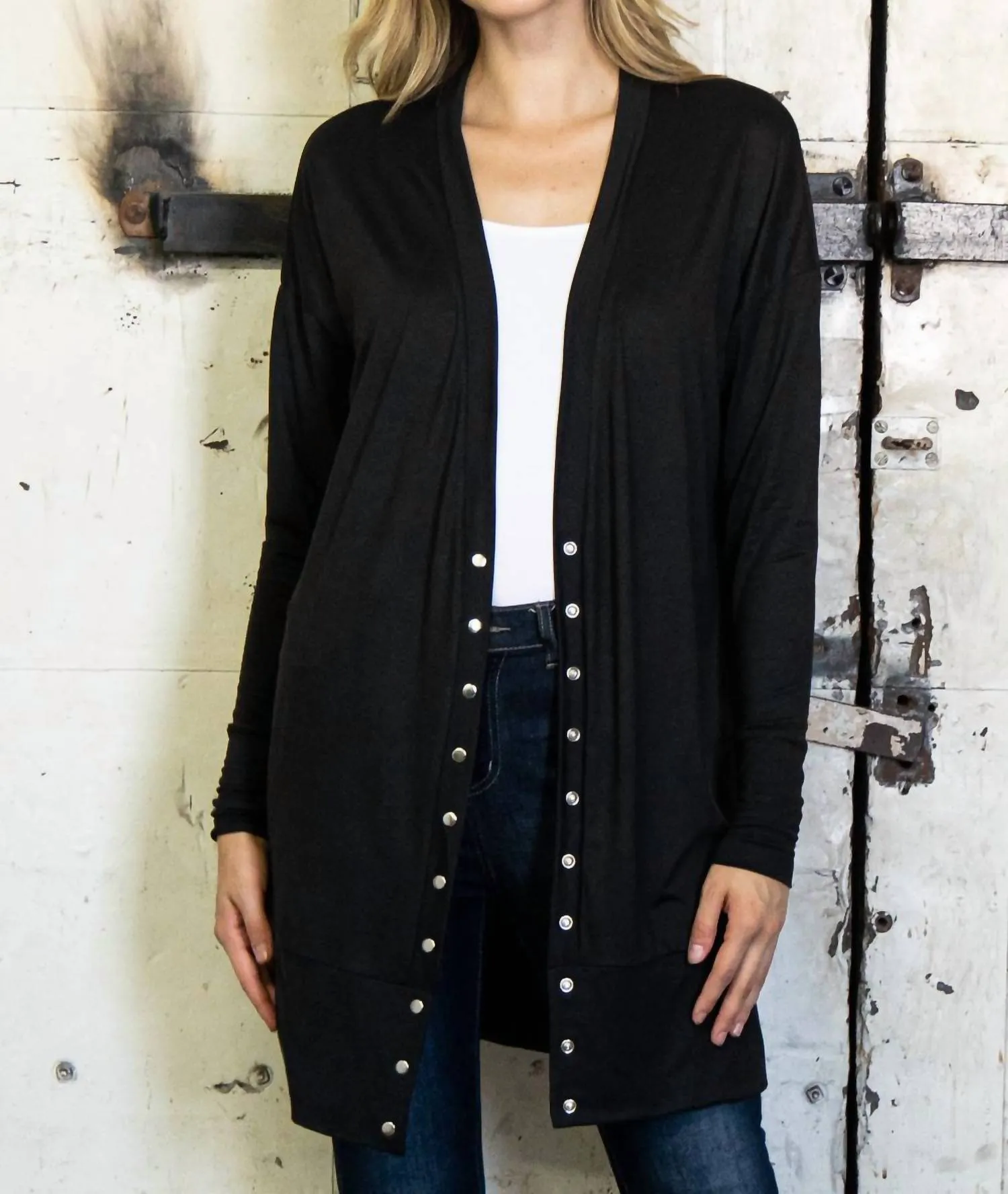 Snap Cardigan In Black