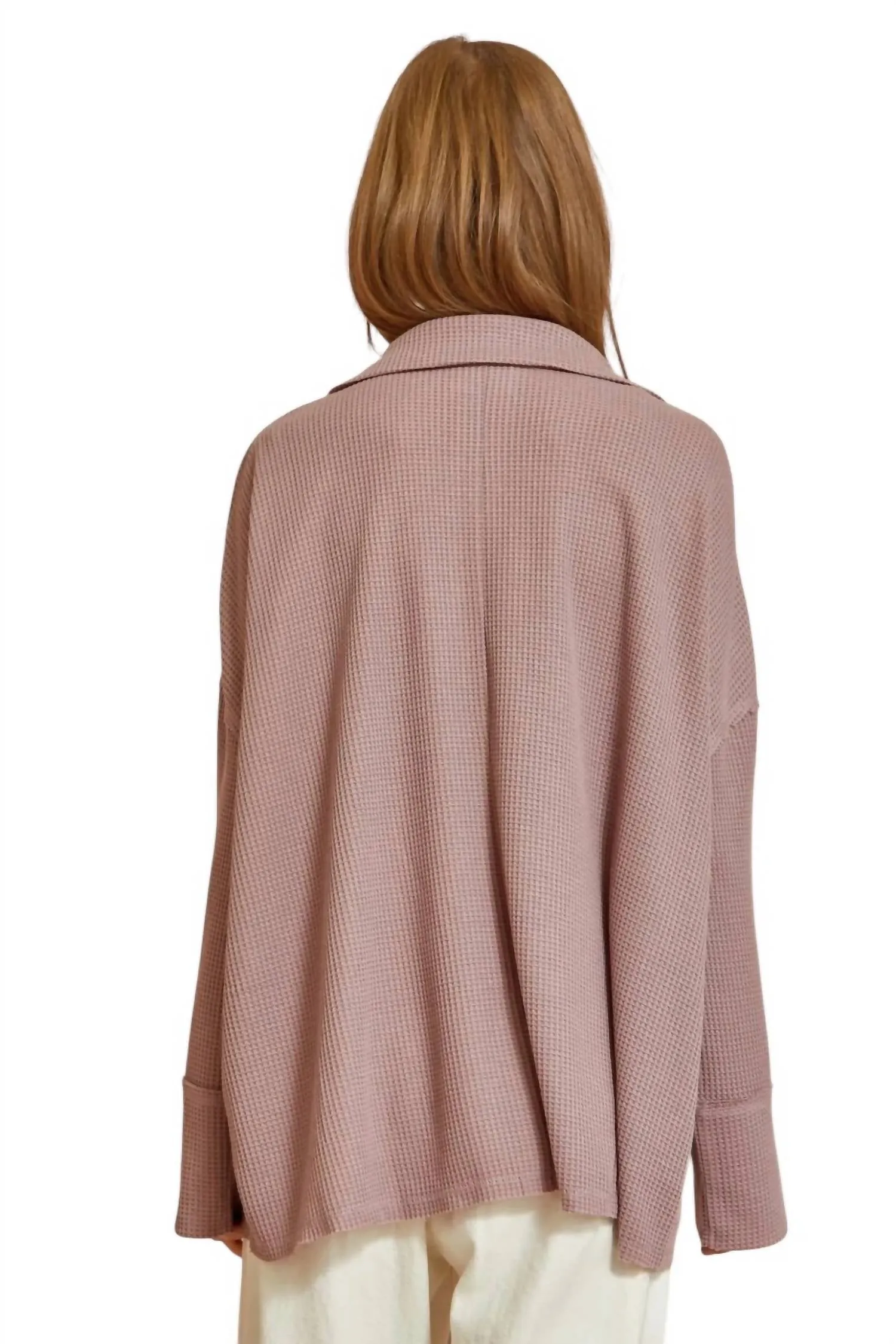 Snatch It Up Waffle Knit Top In Dusty Lavender