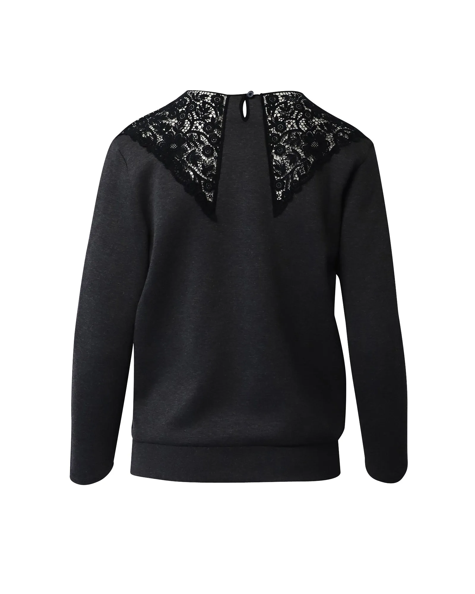 Stella Mccartney Lace-Trimmed Sweater in Dark Grey Cotton