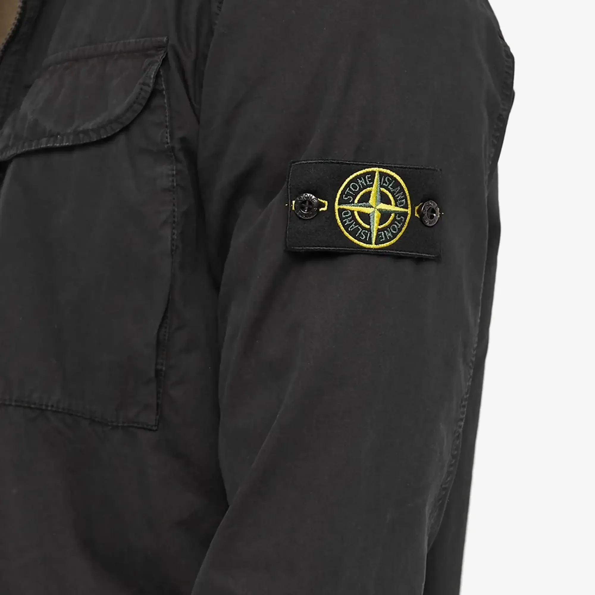 Stone Island Black Brushed Cotton Zip Overshirt
