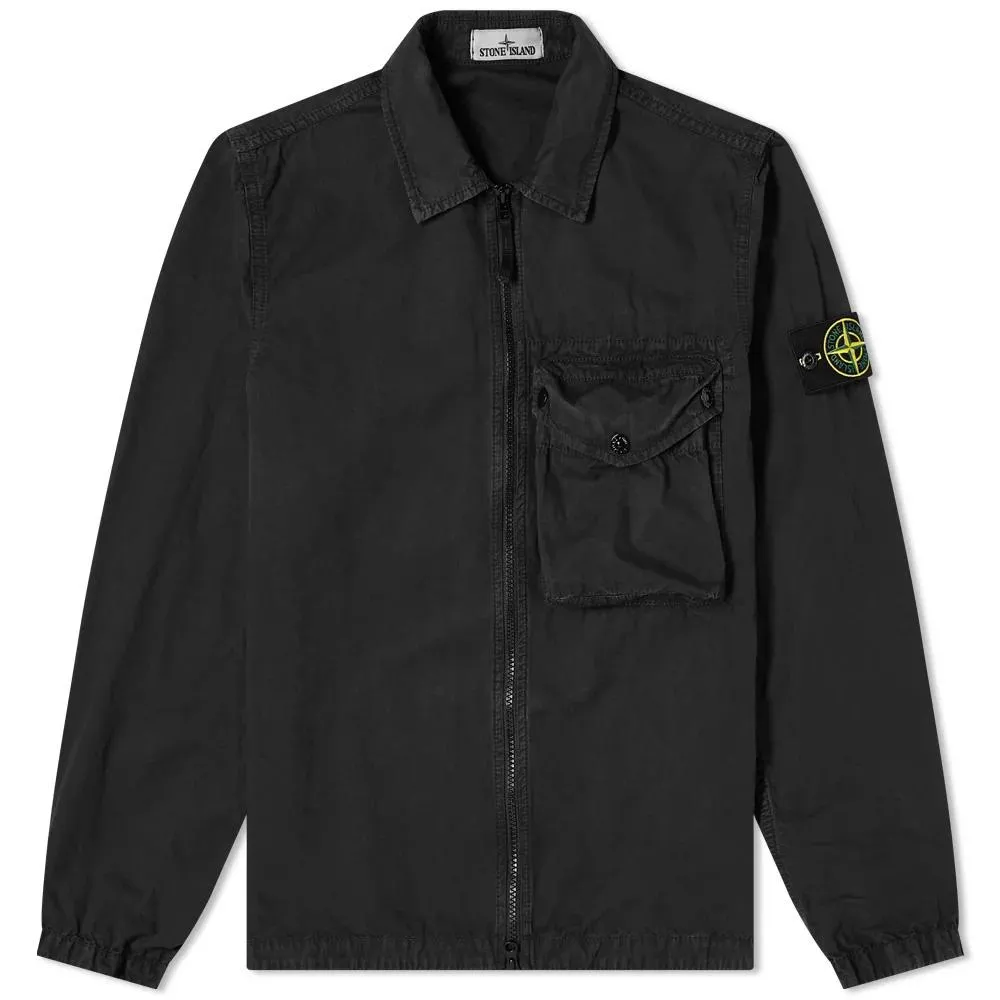 Stone Island Black Zip Pocket Overshirt