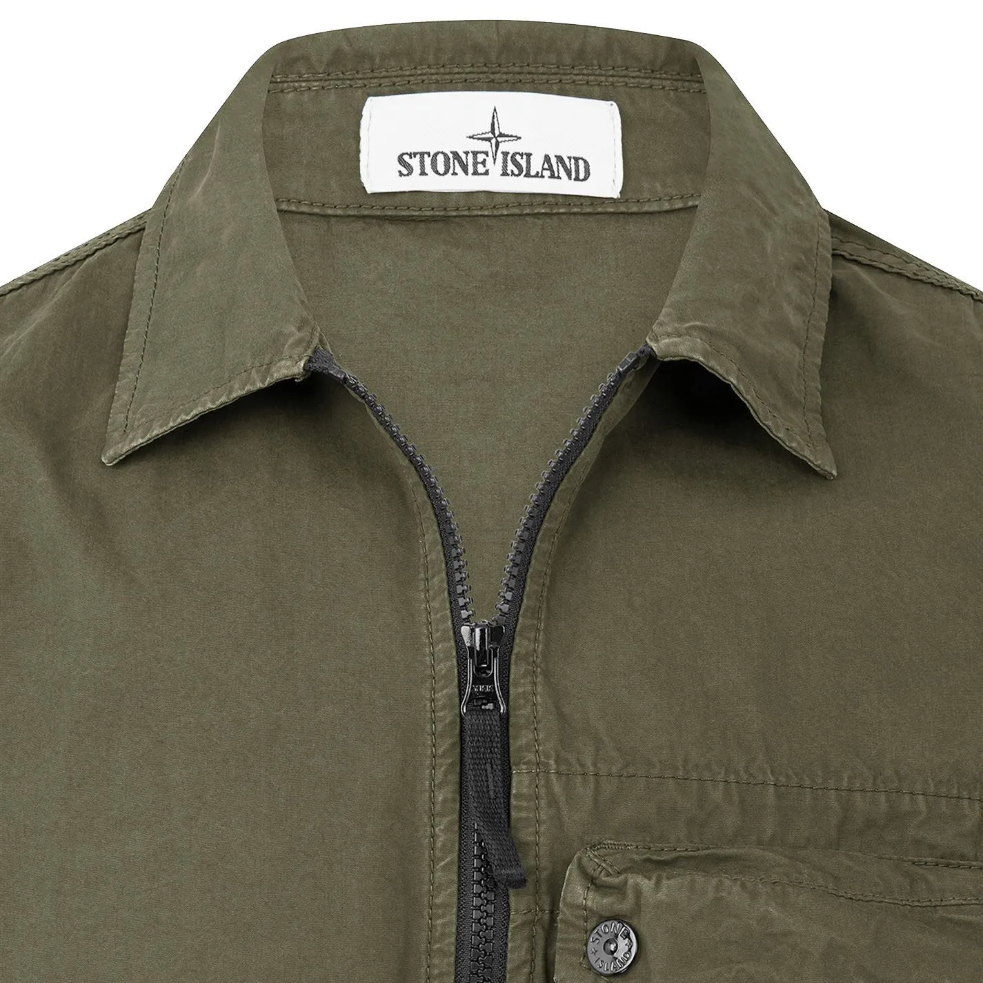 Stone Island Olive Zip Pocket Overshirt