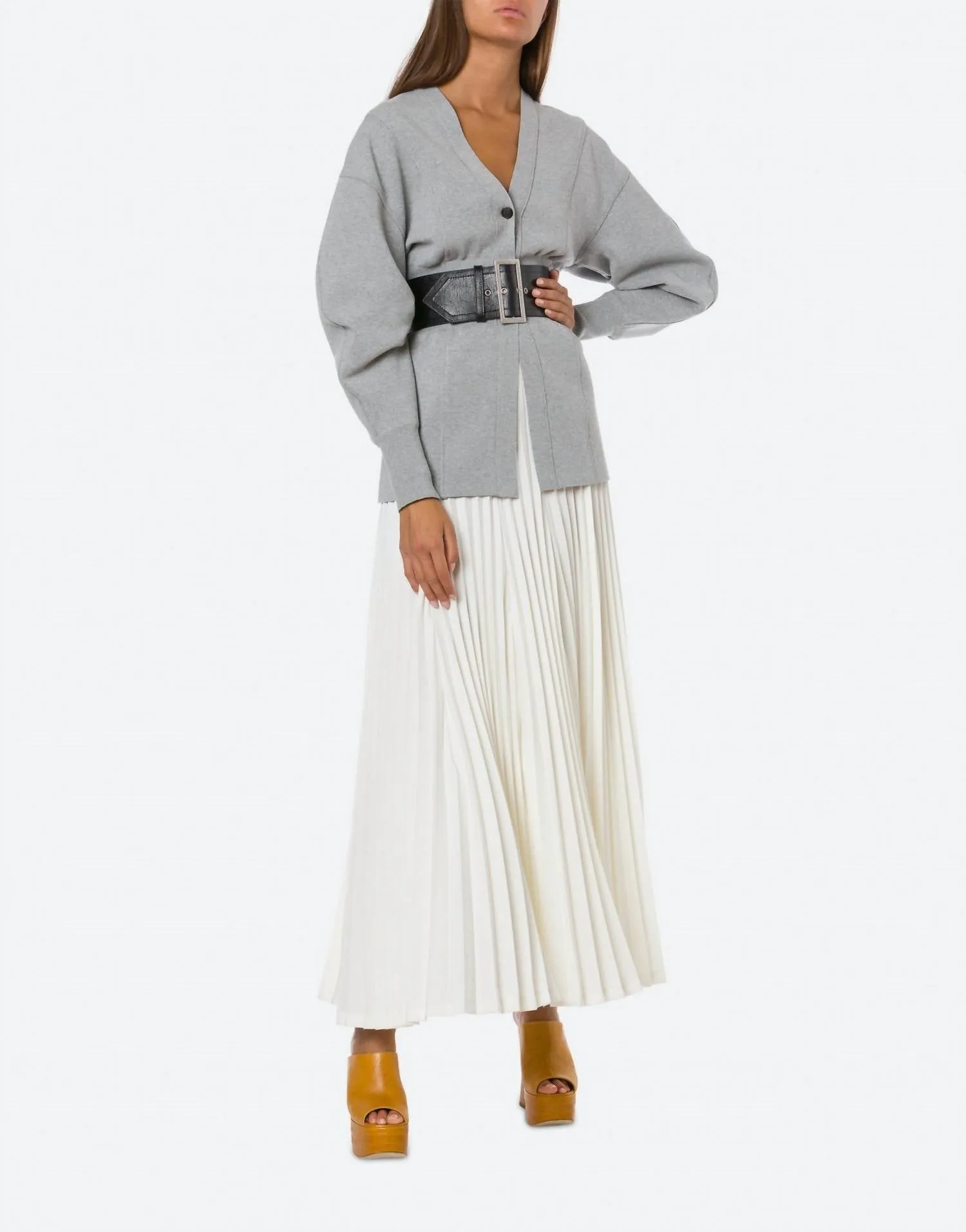 Stretch Viscose Cardigan In Grey
