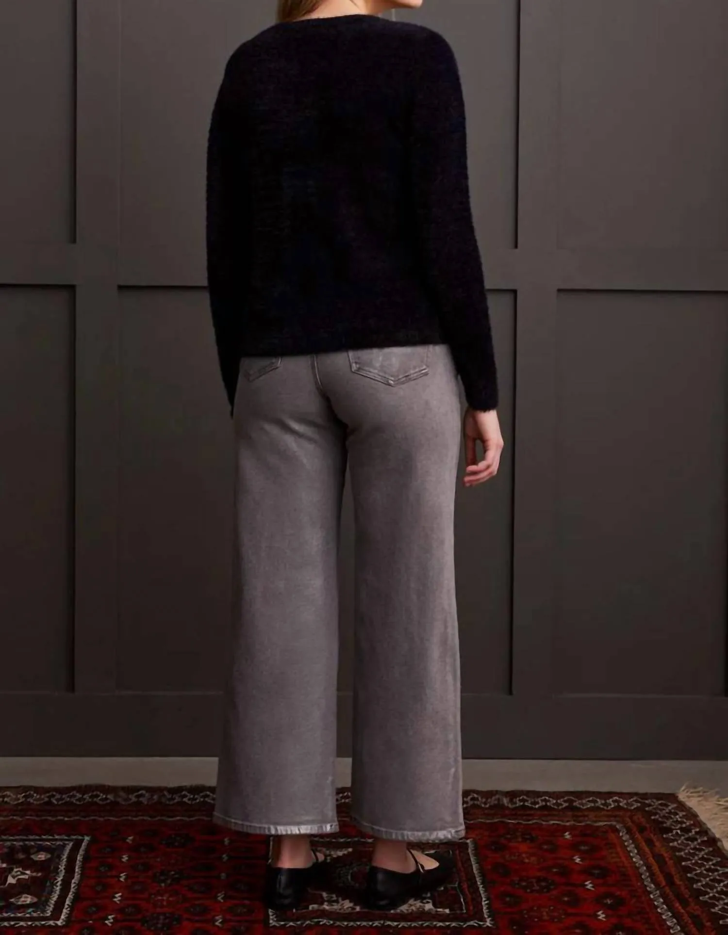 Sweater Cardigan With Sparkle Button Cardigan In Black