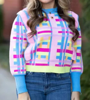 Sweetheart Sweater In Rainbow Plaid