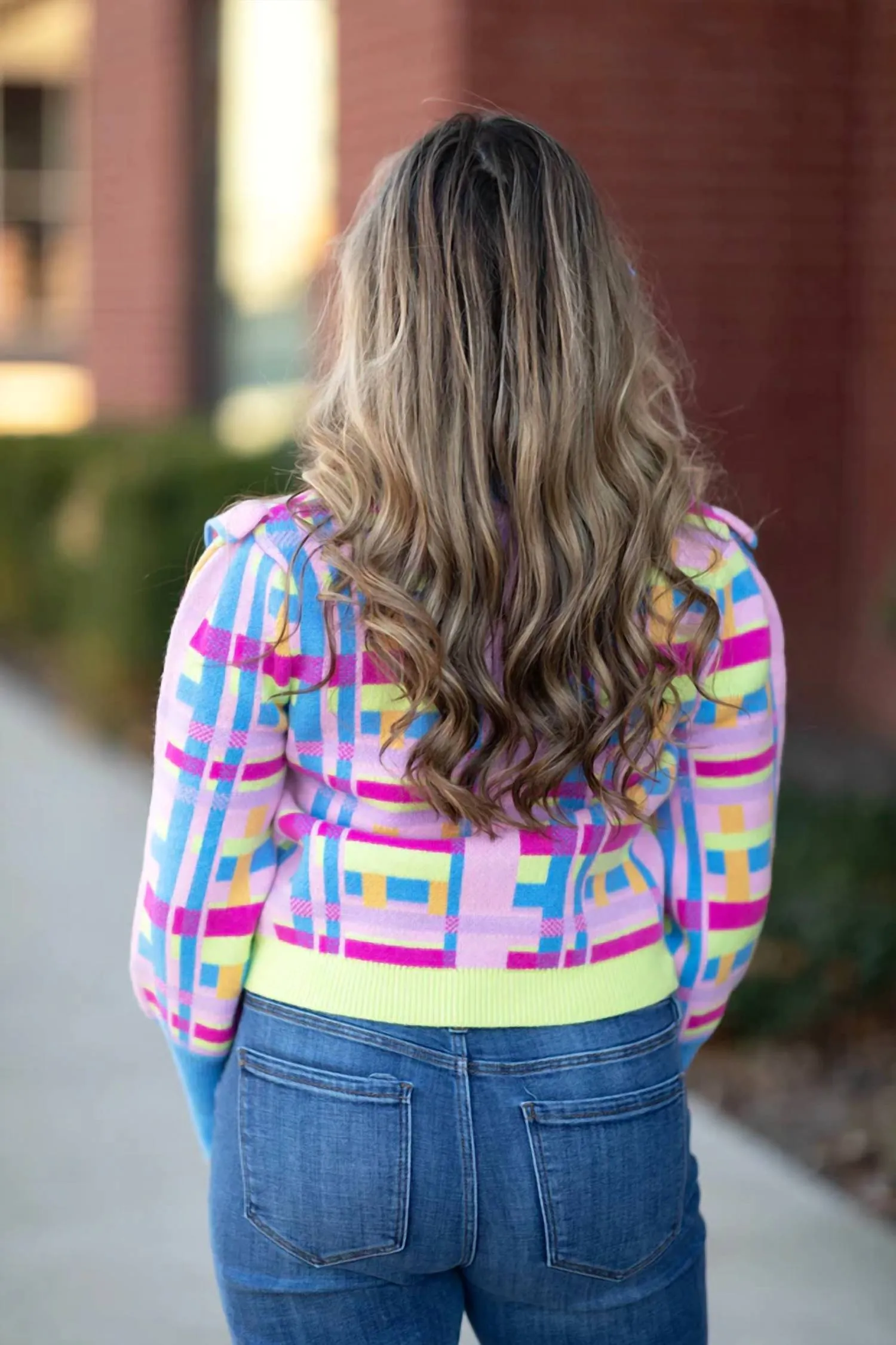 Sweetheart Sweater In Rainbow Plaid