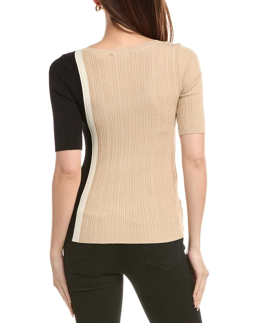 T Tahari Elbow Sleeve Ribbed Sweater