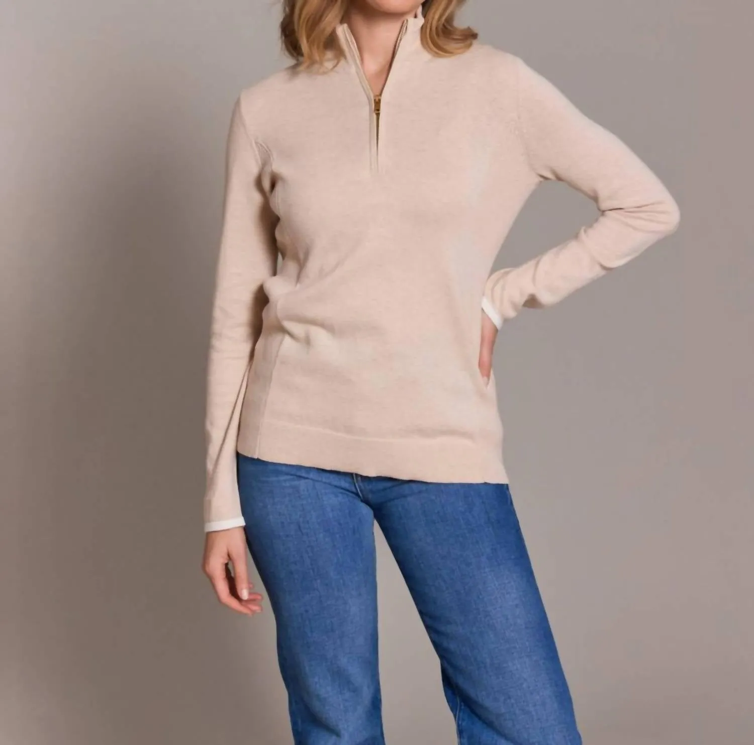 Tee Time Half Zip Pullover In White