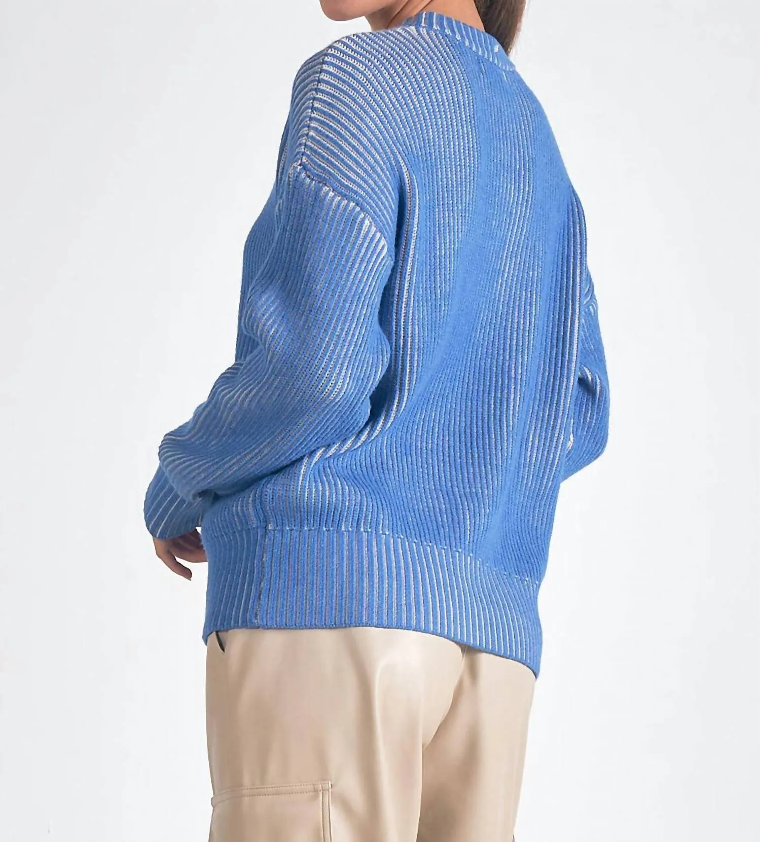 The Kendra Sweater In Light Blue And White