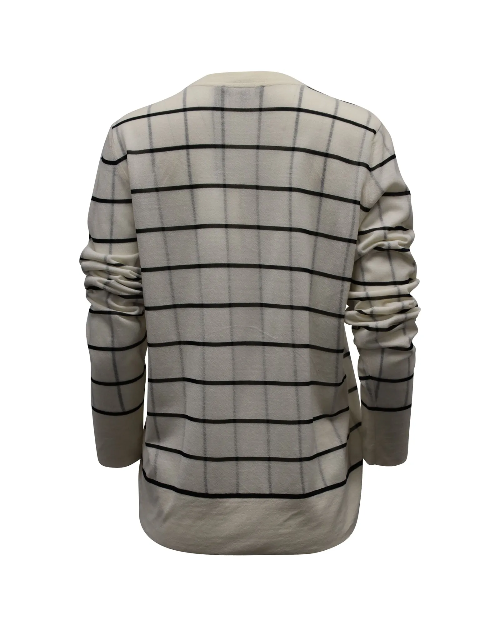 Theory Grid Print Sweater in Eggshell White Wool Blend