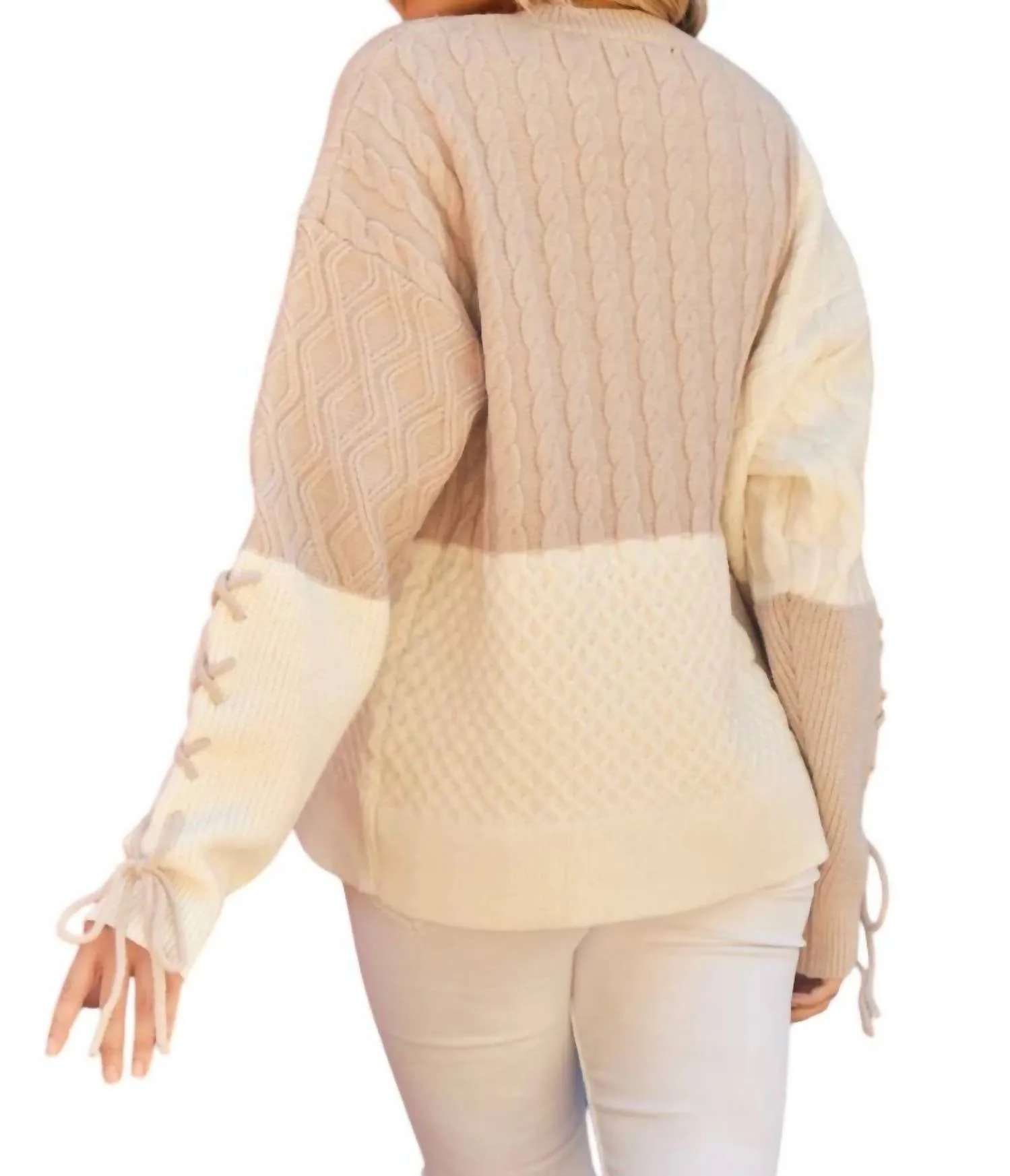 Tied Me Up Sweater In Cream/latte