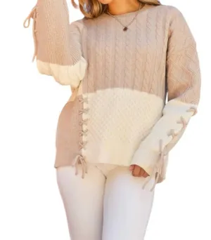 Tied Me Up Sweater In Cream/latte
